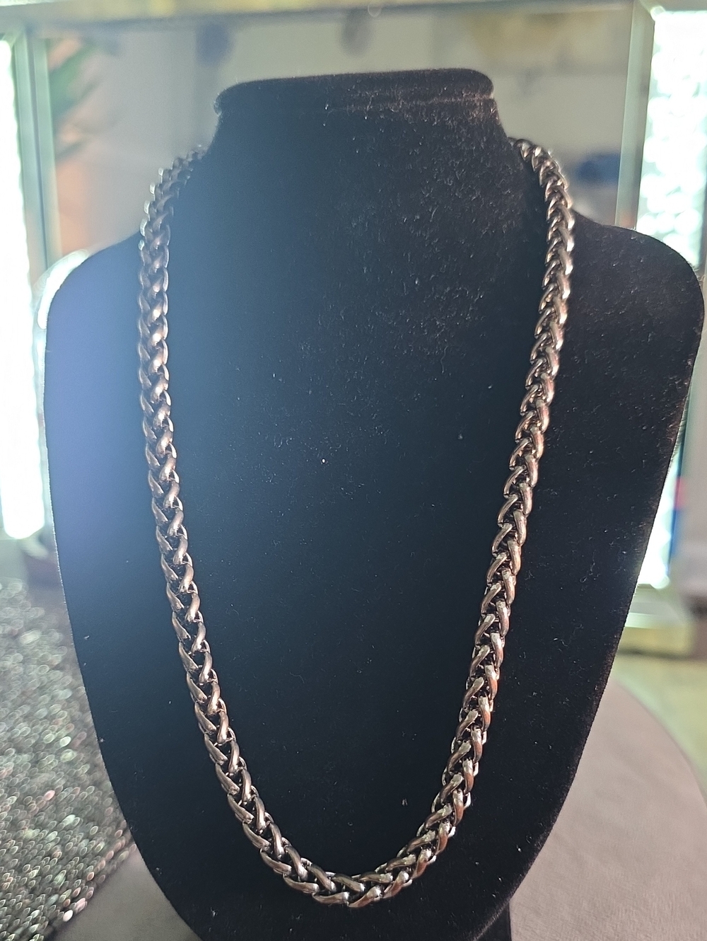 Vintage Gunmetal Braided Chain Necklace
